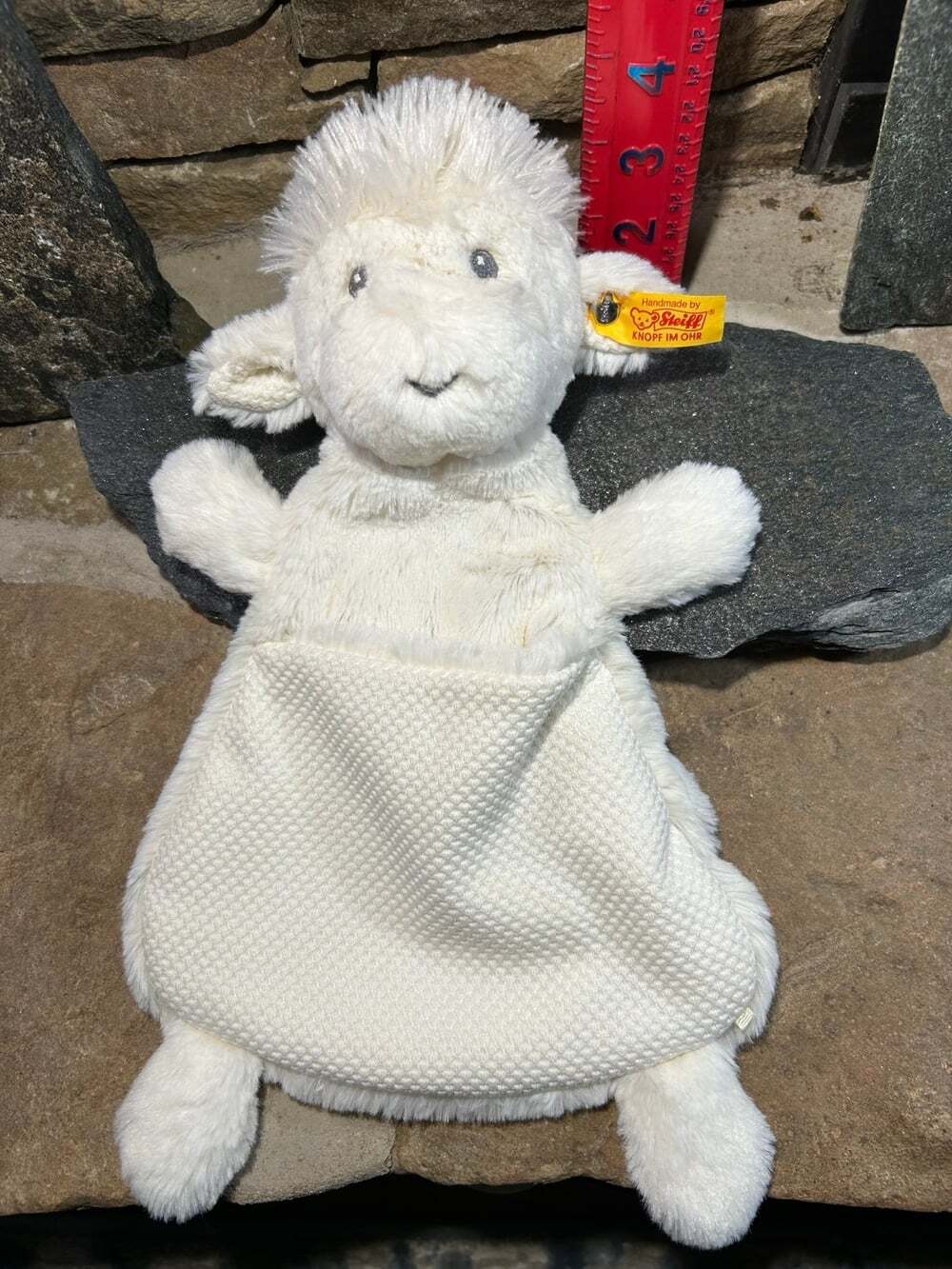 Steiff Wooly Lamm White Lamb Sheep soft lovey sewn eyes with pocket RARE HTF